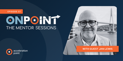 Headshots of host Linda Traylor and guest Jan Lewis on the OnPoint: The Mentor Sessions graphic, on medical affairs leadership and mentorship.