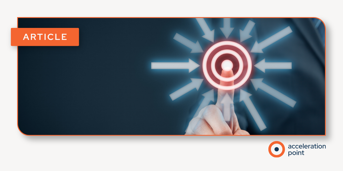 A finger touches a glowing target with a figure at its center, arrows pointing inward, evoking the focus on engaging digital opinion leaders.