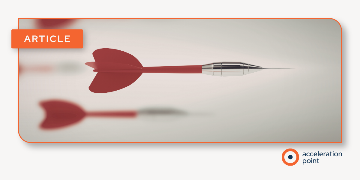 A single red dart in sharp focus amid blurred darts illustrates the precision that visibility brings to the HCP contracting process.