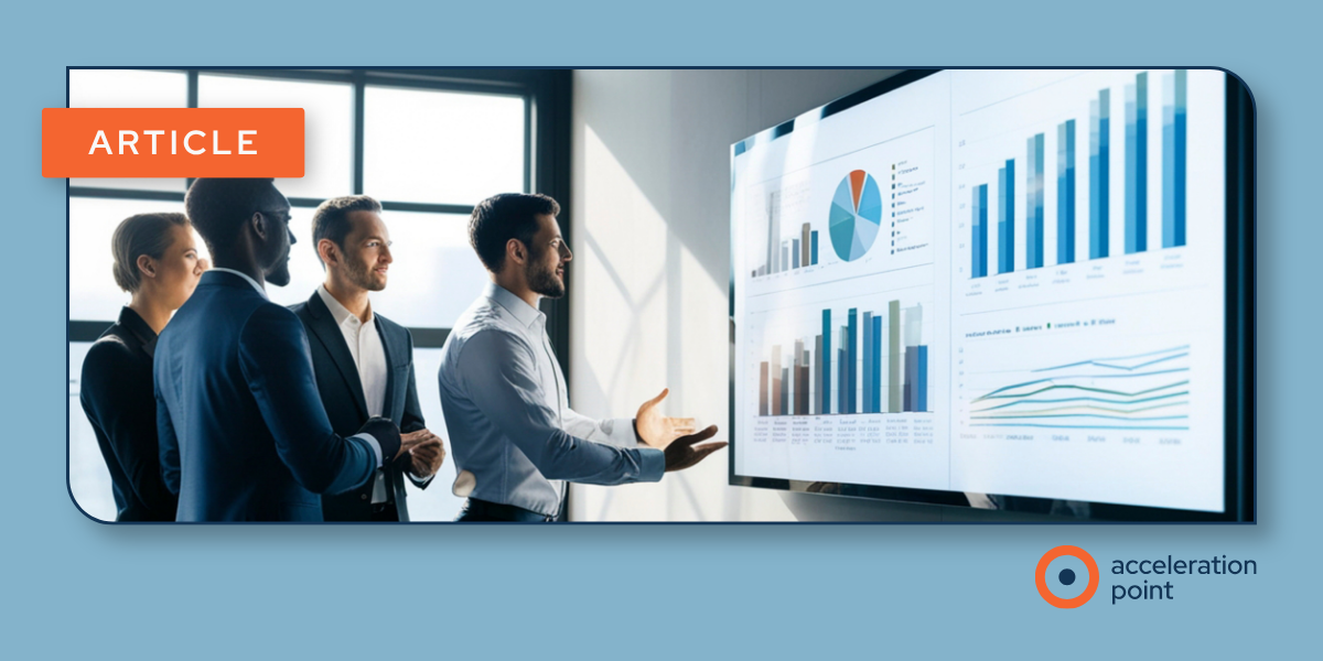 A team reviews analytics dashboards on a large screen, illustrating data-driven decision-making for Field Medical engagement in Medical Affairs.