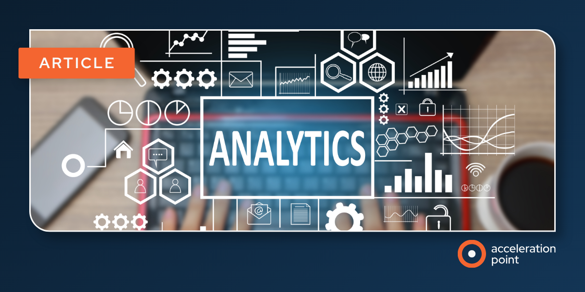 A branded AP article graphic featuring a laptop overlaid with digital analytics icons and data visualizations. Represents how Medical Affairs teams apply generative AI to KOL and social insights.