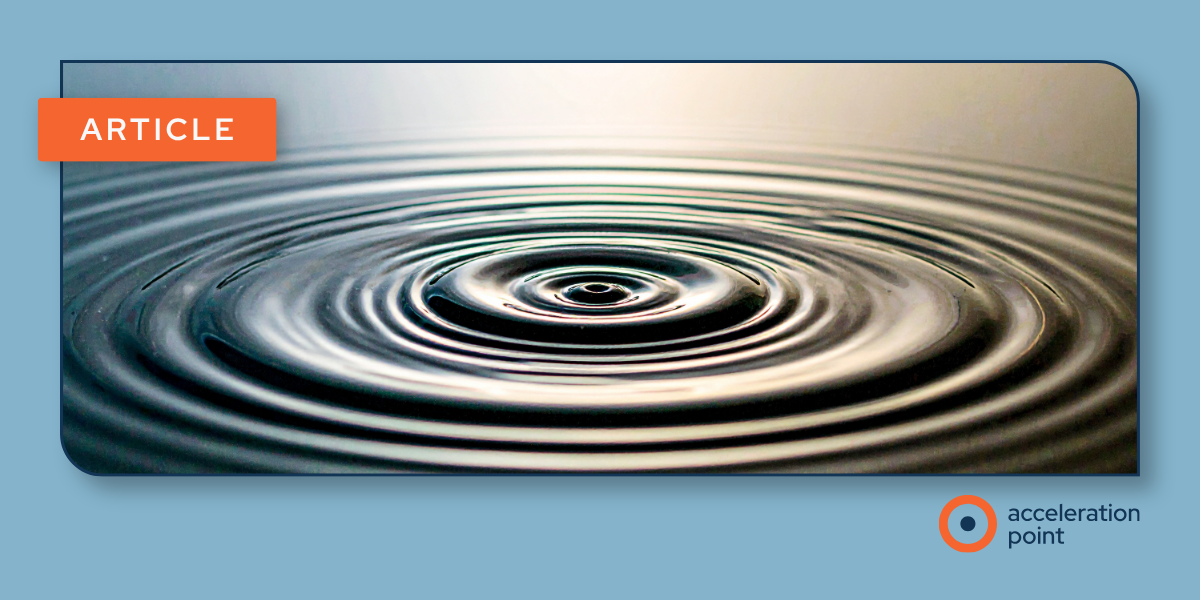 Concentric ripples spread across a dark water surface, evoking how a well-built Medical Affairs value story creates ripple effects of understanding across an organization.