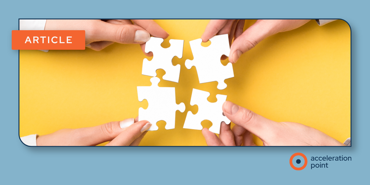 Four hands join puzzle pieces on a yellow background, illustrating KOL collaboration and scientific engagement across Medical Affairs teams.