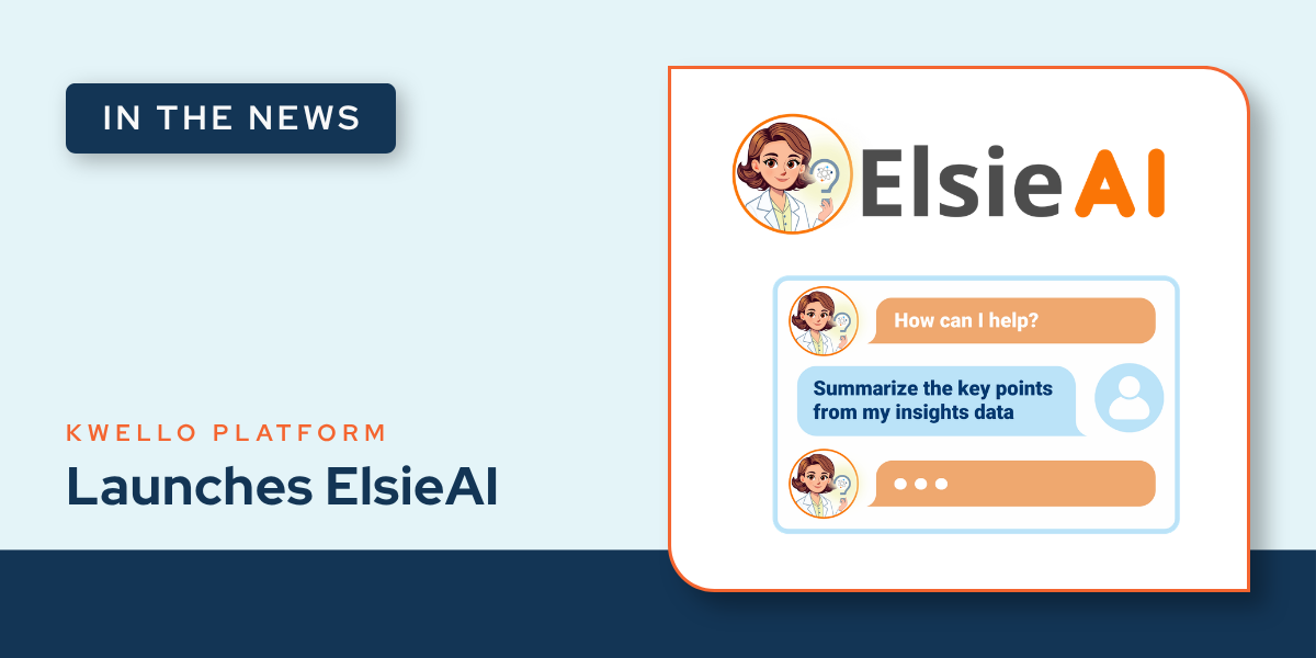 An "In the News" graphic pairs the ElsieAI logo with a sample chat where a Medical Affairs user asks ElsieAI to summarize insights data.