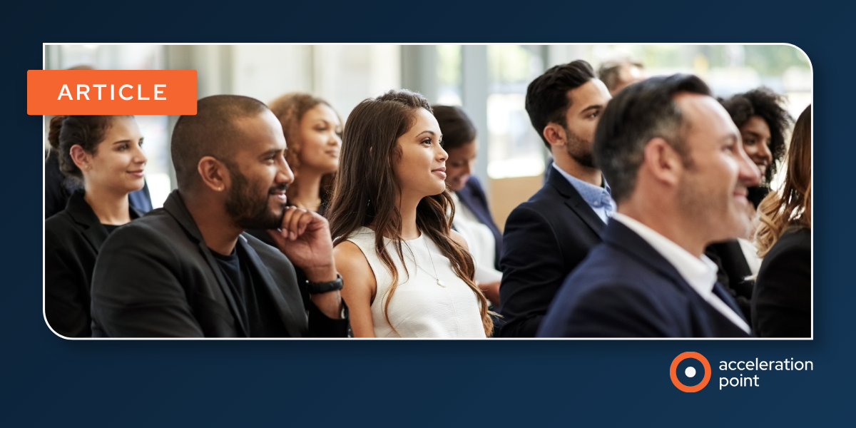 Professionals seated attentively at a medical congress session, illustrating social listening as a way for Medical Affairs teams to capture scientific insight.
