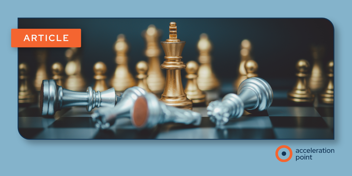 A gold chess king stands among fallen pieces, illustrating the strategic decisions that shape an effective Medical Affairs strategy.