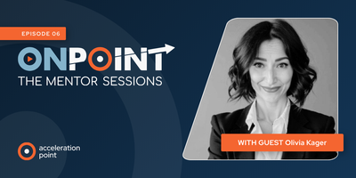 A black-and-white headshot of guest Olivia Kager appears on the Episode 6 OnPoint graphic, framing this conversation on medical affairs leadership.
