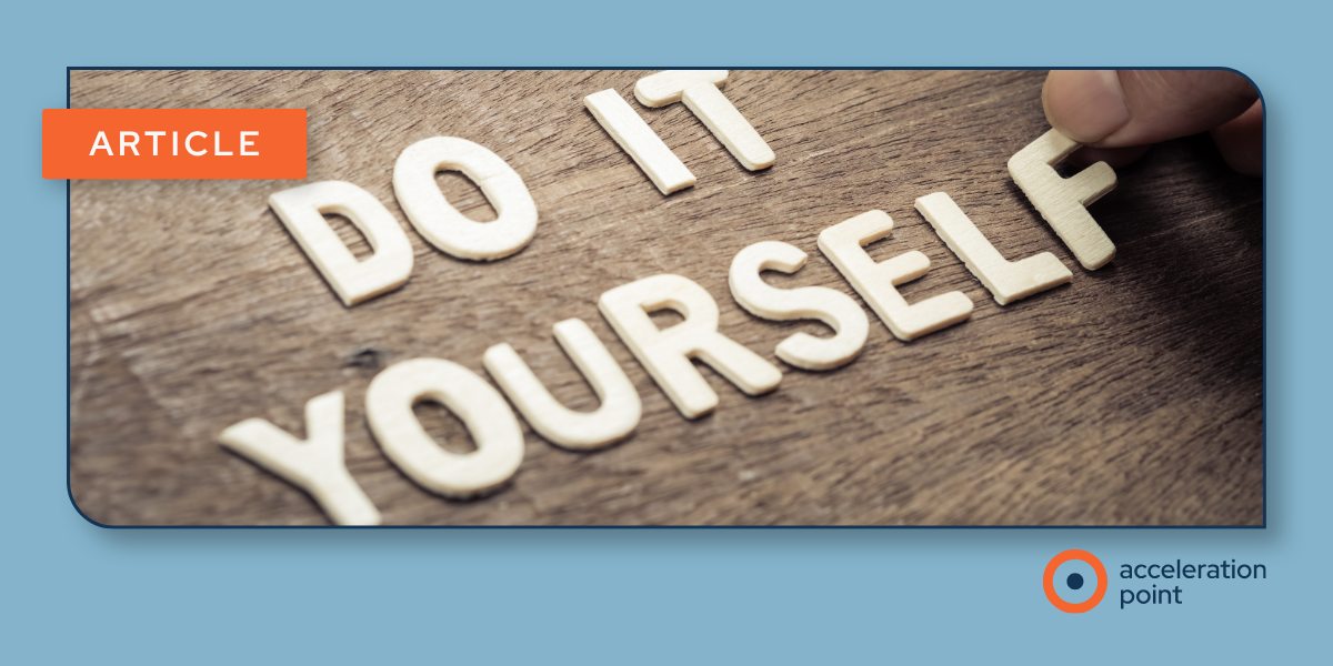 Wooden block letters spell 'do it yourself,' illustrating a DIY approach to monitoring digital thought leader activity in Medical Affairs.
