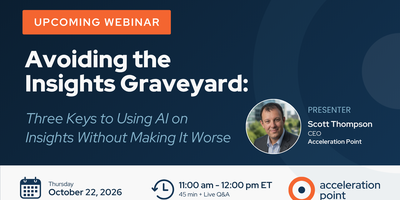 Scott Thompson's headshot appears beside webinar details for using AI on Medical Affairs insights without making the insights graveyard worse.