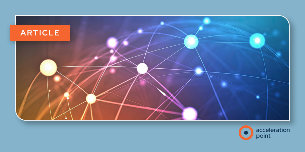 An abstract network of glowing nodes and luminous connecting lines, representing the multi-directional online conversations among patients, clinicians, and stakeholders that Medical Affairs teams monitor through social listening.